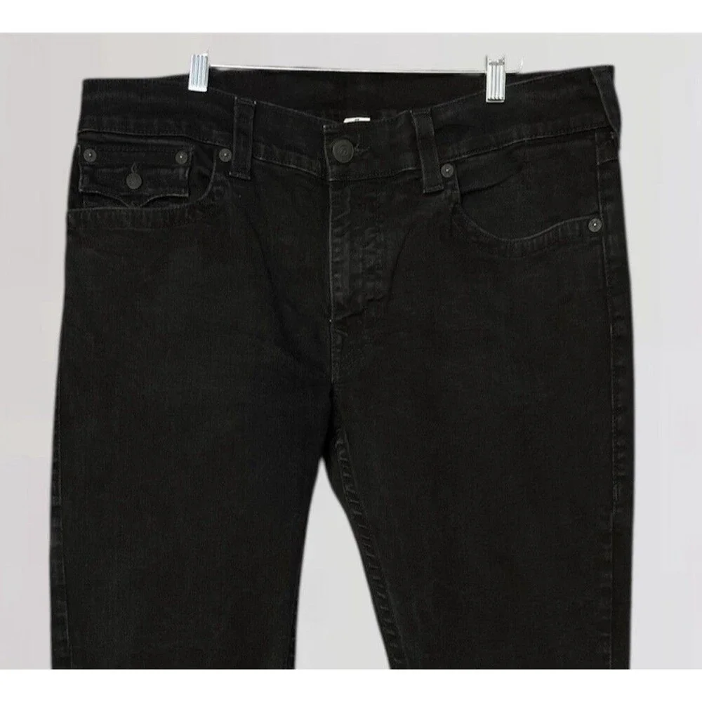 True Religion Rocco Flap Pockets Skinny Men’s W38 L34 Black Stretch Jeans